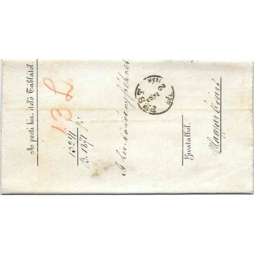 Hungary Stampless 1870, Pest to Magyar, Official Mail Seal