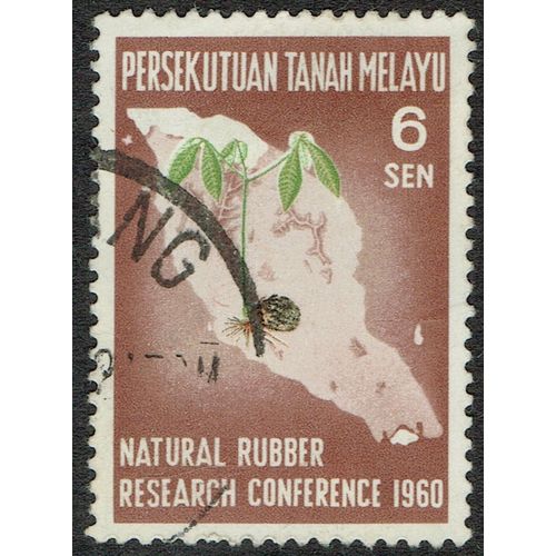 Federation 1960 Natural Rubber Conf 6c Yellow Green Black Orange & Brown SG17 FU