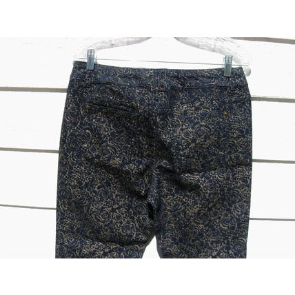 Womens Apt. 9 Navy Blue Jean 33 Waist Gold Stencil Skinny Leg EUC Print Pants