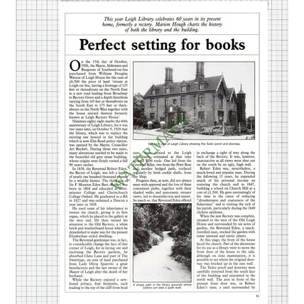 Leigh Library Essex Rev Robert Eden - 1988 Article