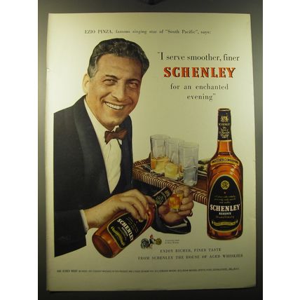 1950 Schenley Whiskey Ad - Enzio Pinza, famous singing star of South Pacific
