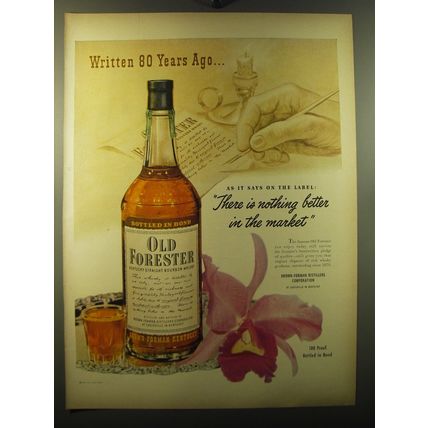1950 Old Forester Bourbon Ad - Written 80 years ago