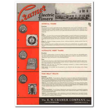 R W Cramer Company 1945 vintage industrial catalog electric timers