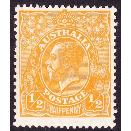 Australia 1928 KGV ½d Orange SMW P13½x12½ ACSC68 - MINT with variaties