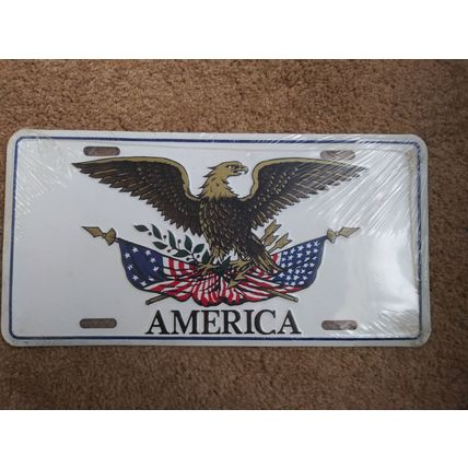 America embossed metal license plate