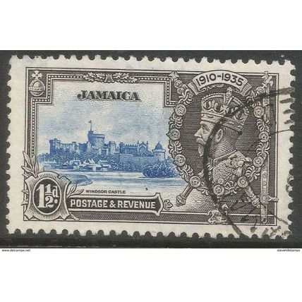 1935 KGV SILVER JUBILEE - JAMAICA 1½d SG115 DOWNWARD DASH BY TURRET - USED