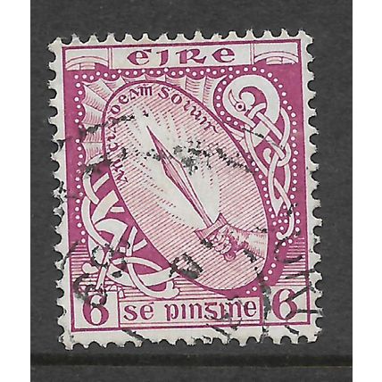 IRELAND 1942 6d CLARET SWORD OF LIGHT SG 119 FINE USED#2