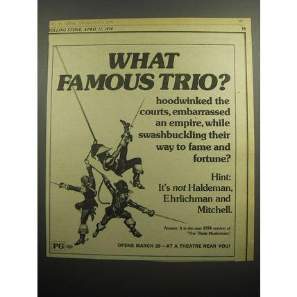 1974 The Three Musketeers Movie Advertisement - What famous trio?