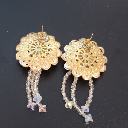 Lot of 4 Sequin Beaded Flower Earrings
