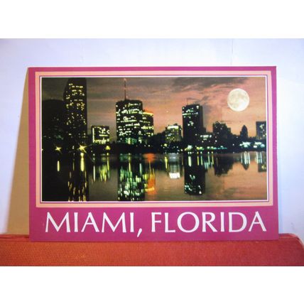 THE MAGIC CITY SKYLINE, MIAMI BEACH, FLORIDA unused postcard #