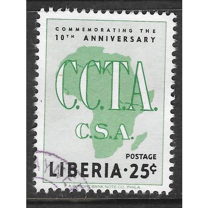 LIBERIA CCTA CSA ON MAP OUTLINE AFRICA USED