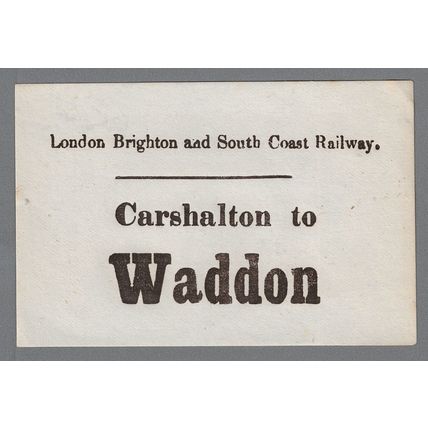 LONDON BRIGHTON & SOUTH COAST RAILWAY LUGGAGE LABEL - CARSHALTON to WADDON