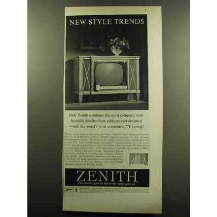 1959 Zenith Grenshaw, Model D3015 Television Ad - New Style Trends