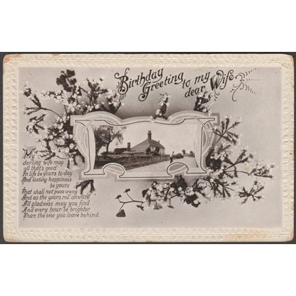 Birthday Greeting To My Dear Wife, c.1910s - Postcard