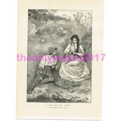 Boy and Girl Affair, Walter Paget, Victorian Art, Book Illustration, 1891