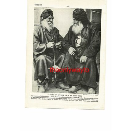 Turkish Elders Spinning, Cyprus, Book Illustration (Print), c1920