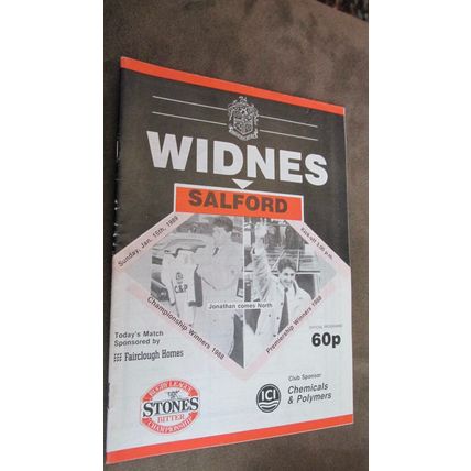 1989 Rugby Football League Programme - Widnes v Salford - Jonathan Edwards cover
