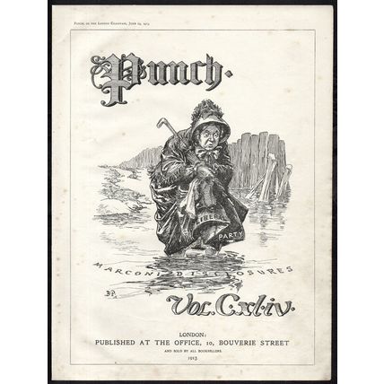MARCONI DISCLOSURES 1913 John Bernard Partridge PUNCH CARTOON PAGE