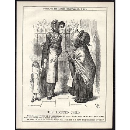 ADOPTED CHILD 1891 Sir John Tenniel - George Joachim Goschen PUNCH CARTOON PAGE