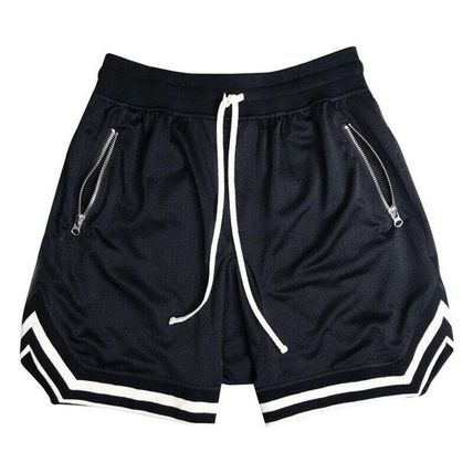 Mens Mesh Breathable Sports Shorts Gym Fitness Running Basketball Zip Pocket