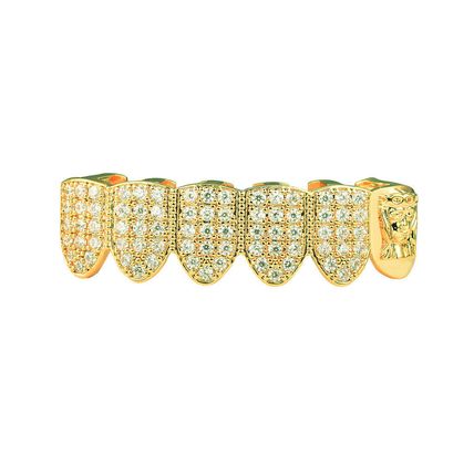 6 Teeth Bottom Grillz Jesus Mouth Full Iced Hip Hop Zirkonia Tooth Caps