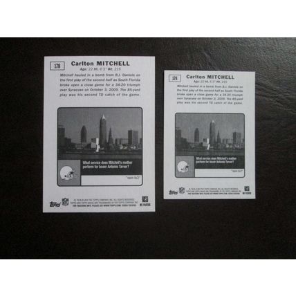 Two (2) Carlton Mitchell Football Cards (See Pictures and Description Below)