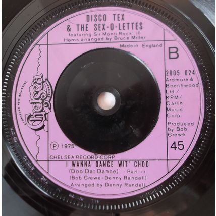 Disco Tex & The Sex O Lettes - I Wanna Dance Wit Choo - 7" - 1st Press - V Good+