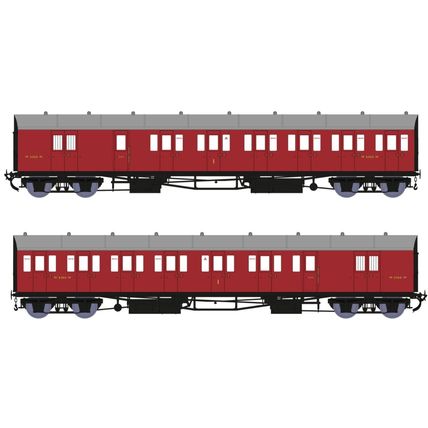 Rapido 946003 GWR Dia. E140 B Set BR Crimson 2 Coach Pack - NEW