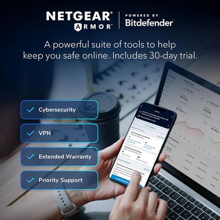 NETGEAR Nighthawk Dual-Band Wifi 7 Router (RS200) – Security Features, BE6500 Wi