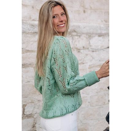 Green Sheer Knitted Pointelle Sweater