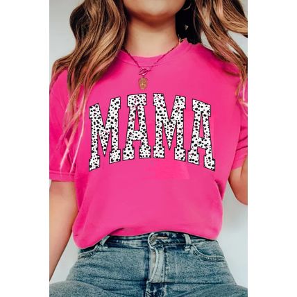 Rose Red Leopard MAMA Printed Crewneck Tee