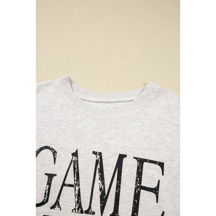Black Vintage Washed GAME DAY Graphic Baggy Sweatshirt