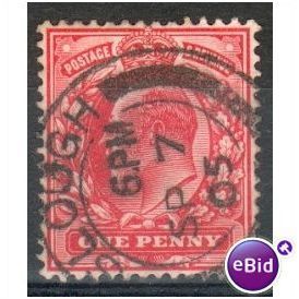 GB stamps 1902-10 KEV11 - 1d SG219 Slough 3