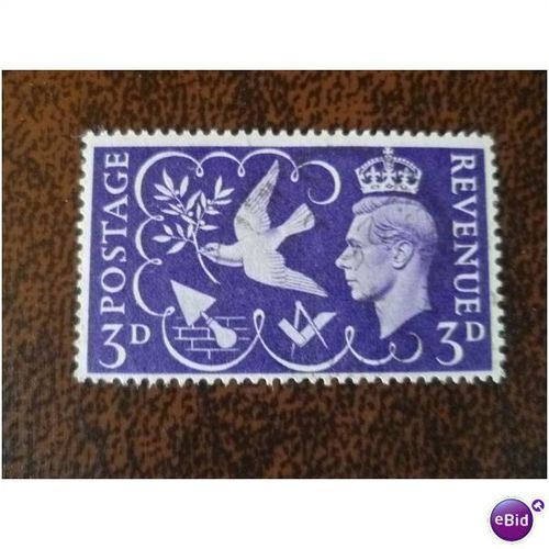 1946 GB King George VI Victory SG491 3d fine used stamp Dove bird SG492