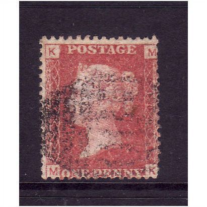 GREAT BRITAIN 1858-79 QV SG44 1d RED BROWN PLATE 109 LETTERED MK USED
