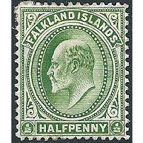 Falkland Islands 1904 SG43 1/2d Yellow-Green Mounted Mint ... .