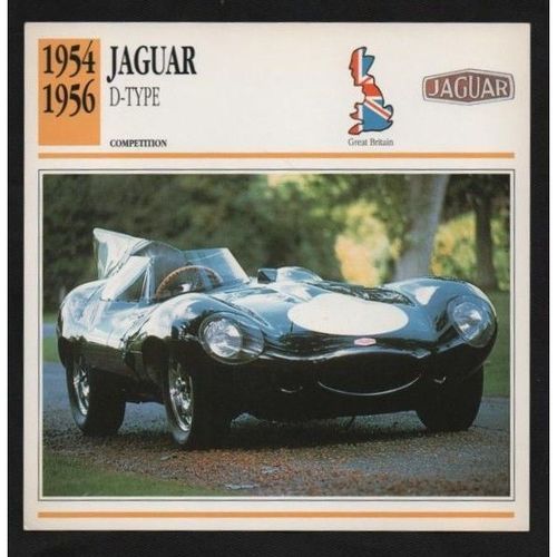 1954 to 1956 Jaguar D TYPE Classic Car Photograph and Information Card