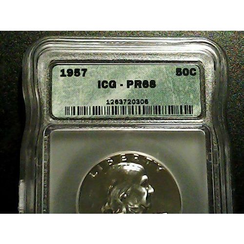 1957 Silver Proof Franklin Half Dollar ICG PR68