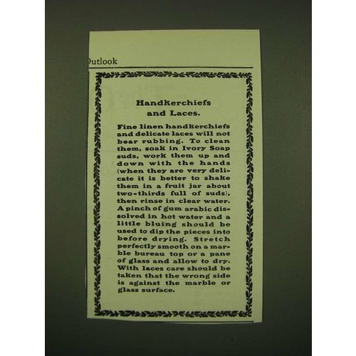1902 Ivory Soap Ad - Handkerchiefs and laces