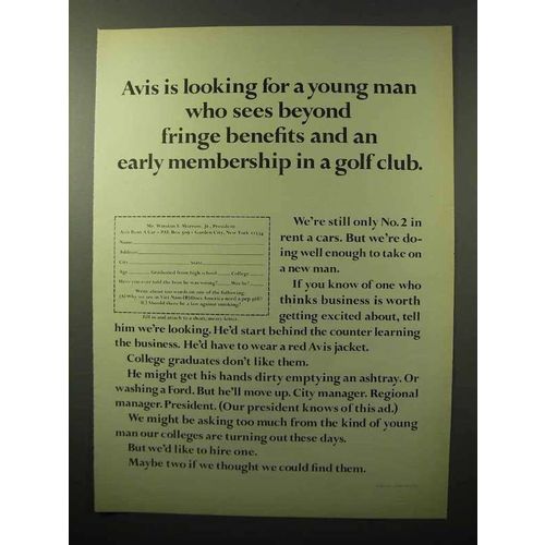 1964 Avis Rent a Car Ad - Fringe Benefits and Golf Club