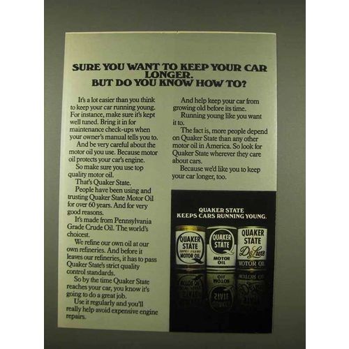1976 Quaker State Motor Oil Ad - Keep Your Car Longer