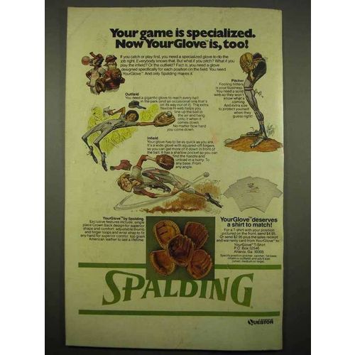 1976 Spalding Baseball Glove Ad - Pitcher, Outfield