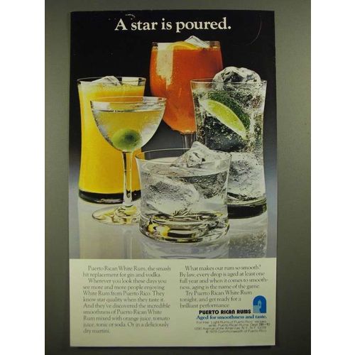 1980 Puerto Rican Rums Ad - A Star is Poured