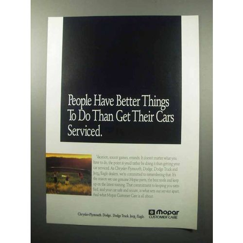 1989 Mopar Customer Care Ad - Better Things To Do