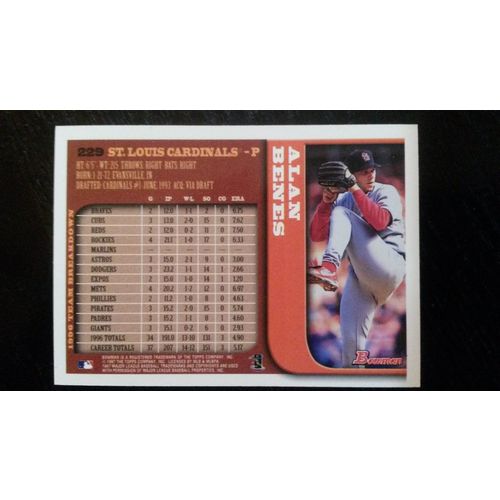 1997 Bowman Card # 229 Alan Benes Excellent (5) St Louis Cardinals