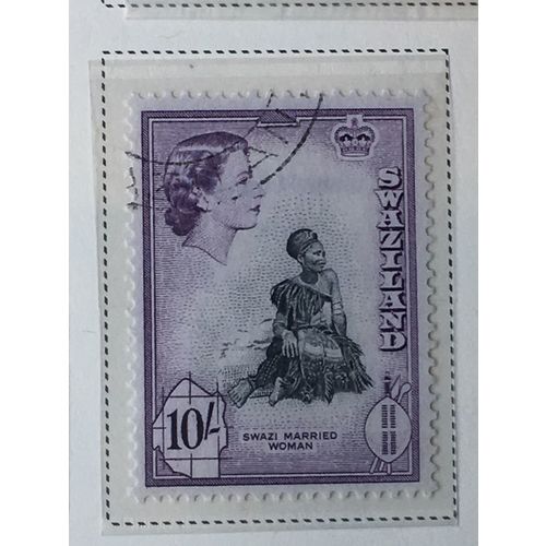 Swaziland QEII 1956 10s Black & Deep Lilac Used SG 63 Stamp Swazi married woman