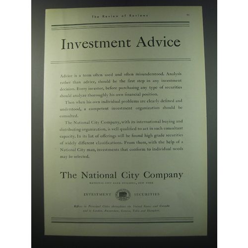 1930 The National City company Ad - Investment Advice