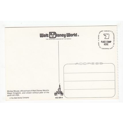 Mickey Mouse Postcard Walt Disney World H