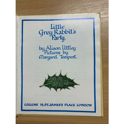 1975 ALISON UTTLEY "LITTLE GREY RABBIT'S PARTY" SMALL ILLUSTRATED HB BOOK (P3)