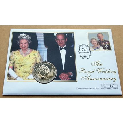 1997 Golden Wedding Anniversary 1947-1997 Jersey £5 Pounds + First Day Cover